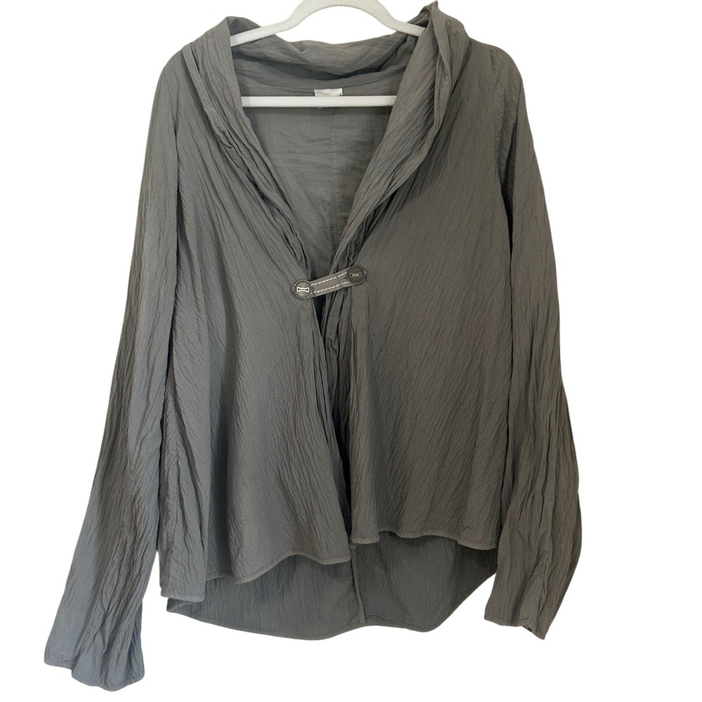 Crea Concept Minimalist Lagenlook Gray Textured Shawl Collar Jacket  Size‎ 12/14